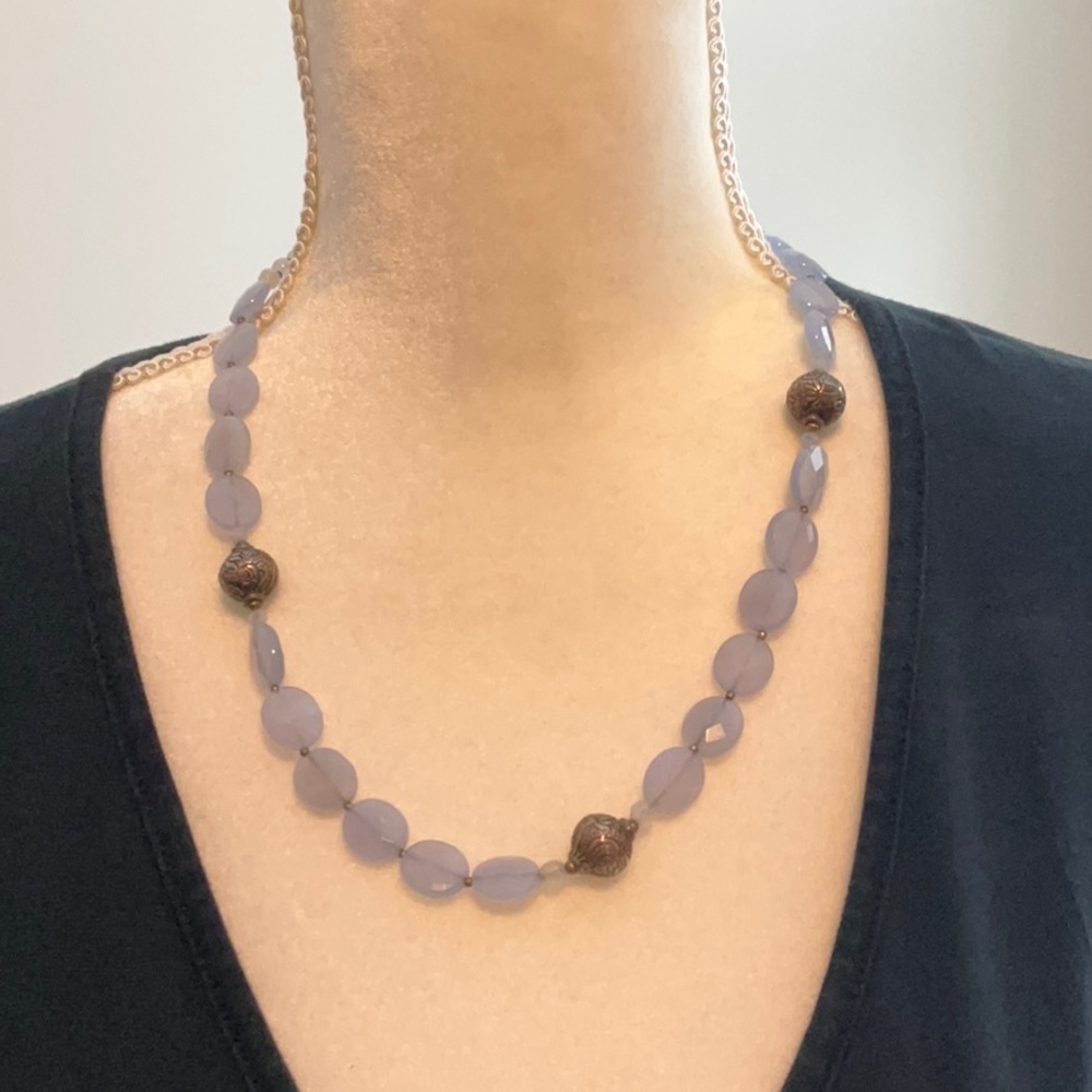 Purple chalcedony sterling silver necklace